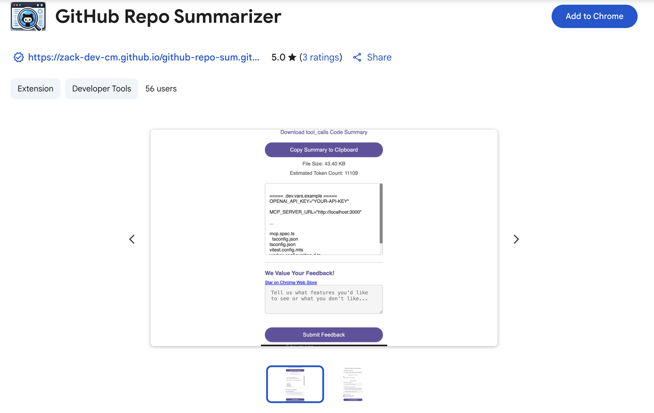 GitHub repo summarizer UI