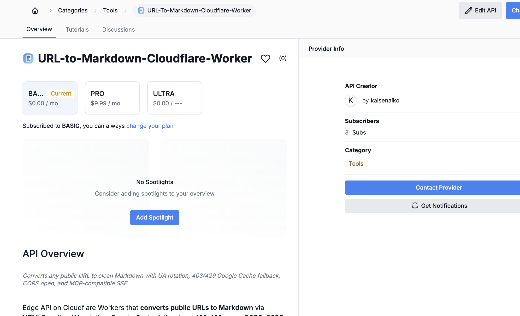 RapidAPI URL-to-Markdown worker