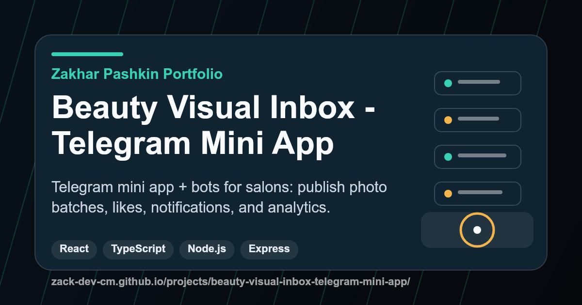 Beauty Visual Inbox - Telegram Mini App project visual