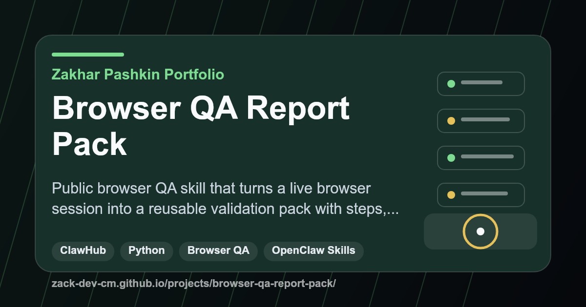 Browser QA Report Pack project visual