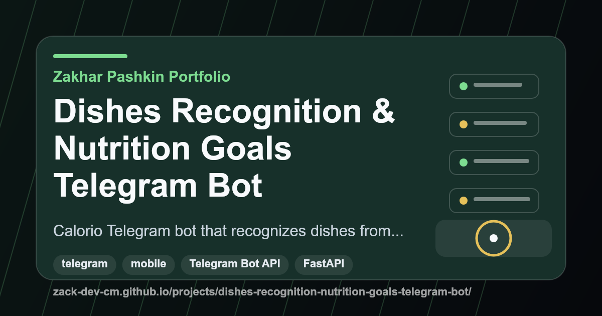 Dishes Recognition & Nutrition Goals Telegram Bot project visual