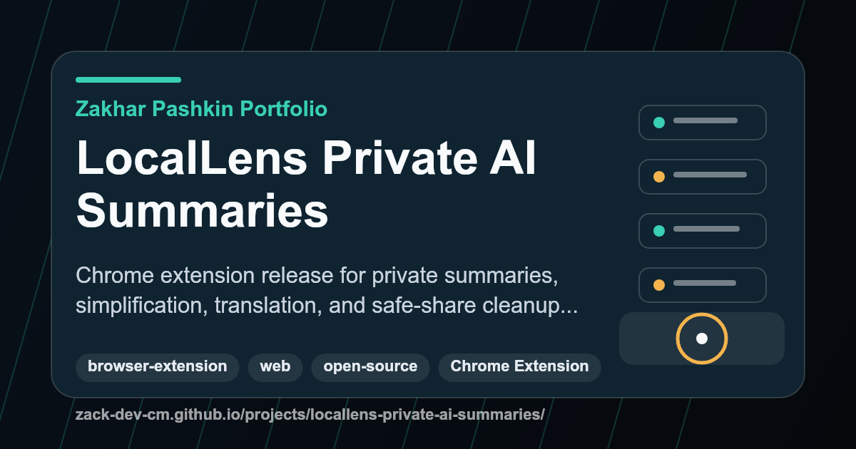 LocalLens Private AI Summaries project visual