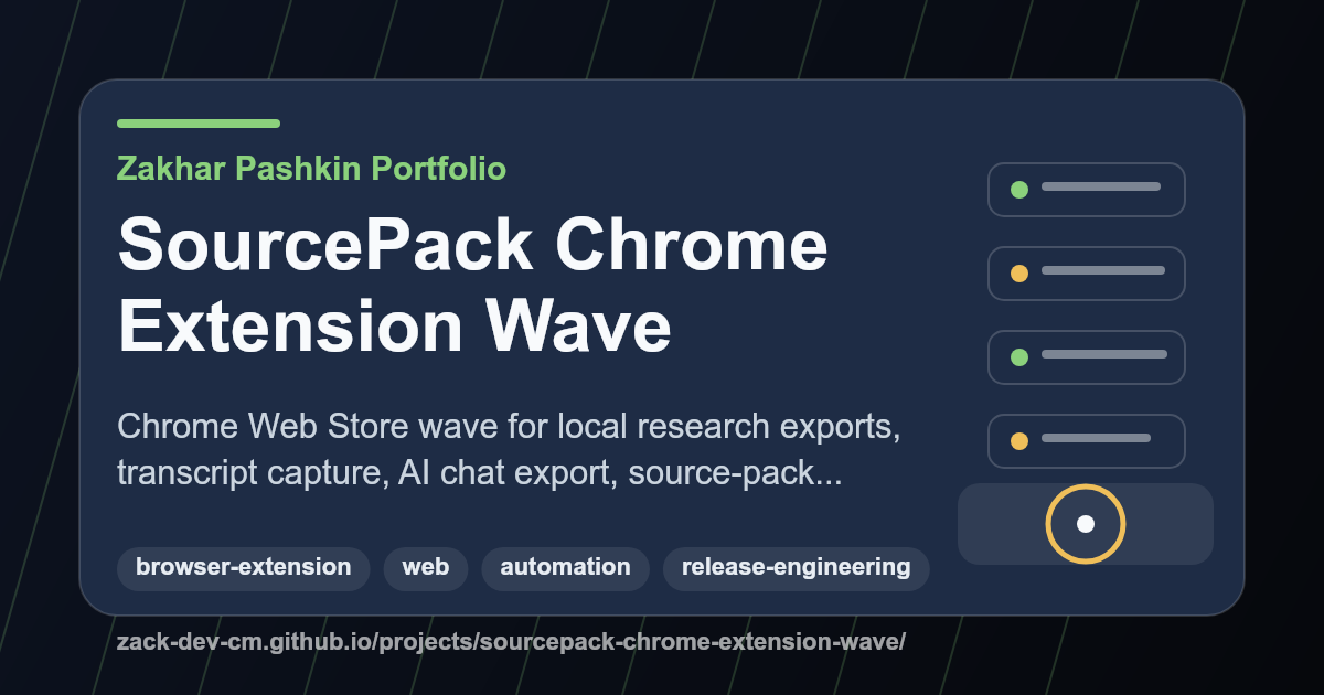 SourcePack Chrome Extension Wave project visual