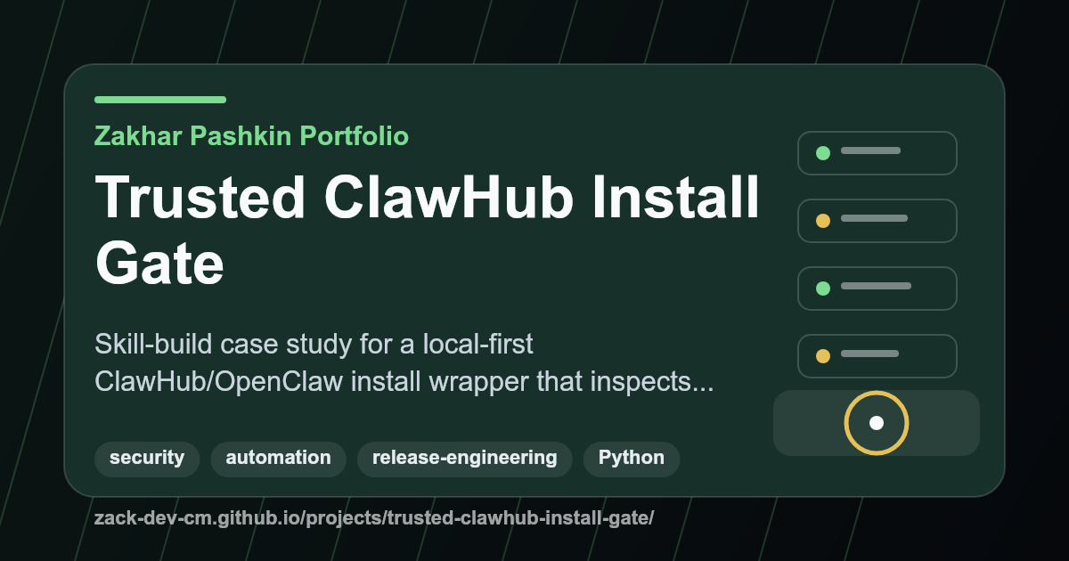 Trusted ClawHub Install Gate project visual