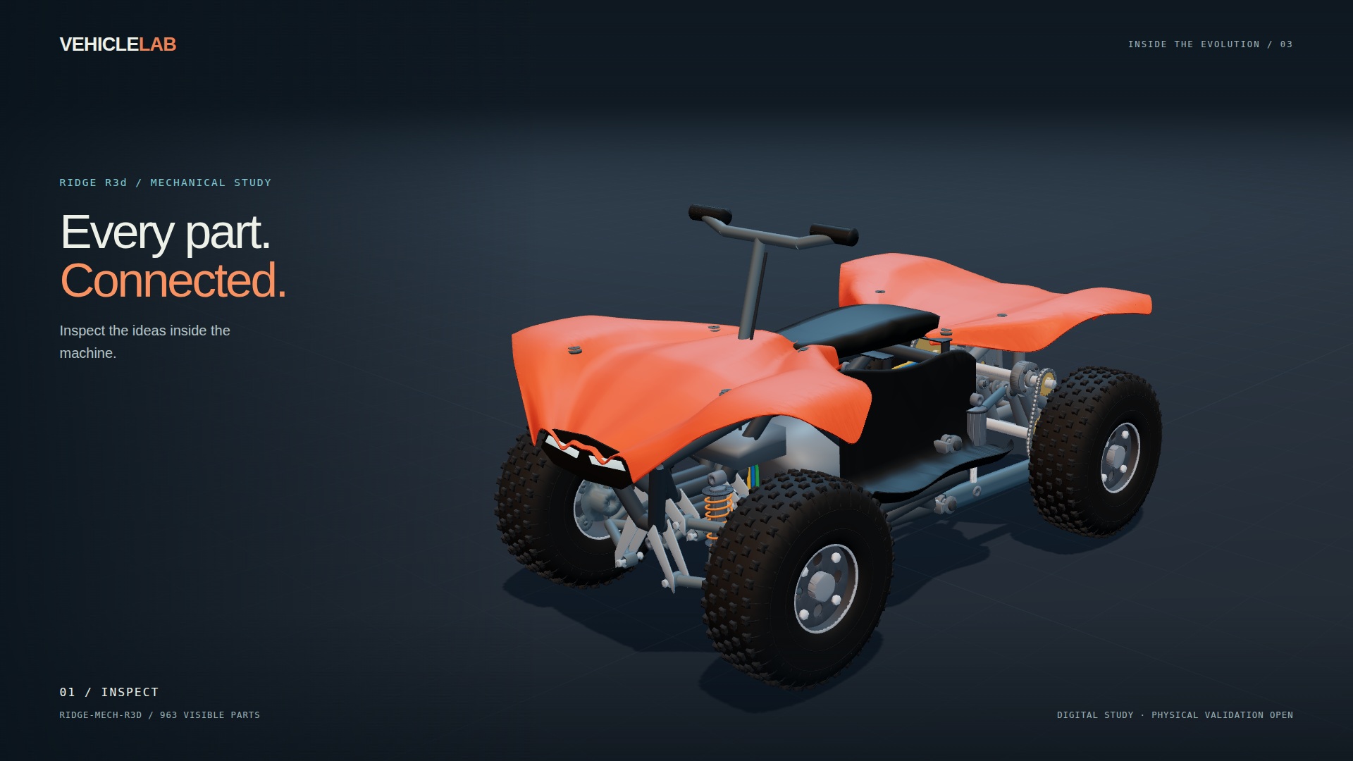 Ridge R3d in the opening frame of the Vehicle Lab film